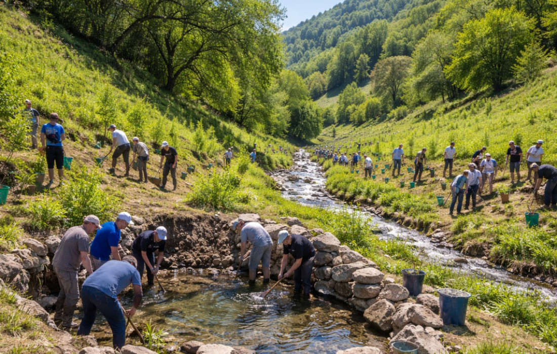 Экологиялық акция: Жамбыл өңірінде бұлақ көзі ашылып, ағаштар отырғызылды