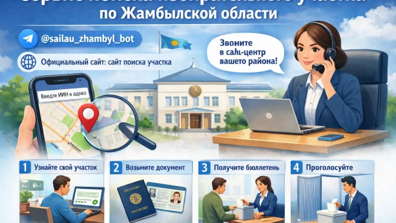 Жамбыл облысы бойынша сайлау учаскесін іздеу сервисі