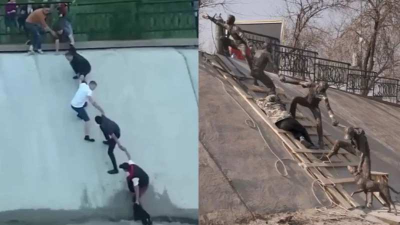 Алматыда итті құтқару оқиғасына арналған ерекше арт-нысан бой көтеруде